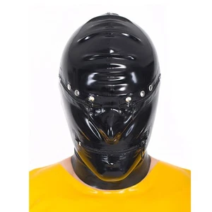 Capucha de látex boca cremallera ojos cremallera goma fetiche máscara fiesta disfraz disfraces - Imagen 1 de 3