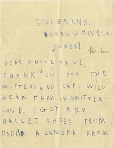 AUTOGRAPH NOTE SIGNED FROM ANGELICA HUSTON TO PAUL KOHNER 1956 #137603 - Picture 1 of 2