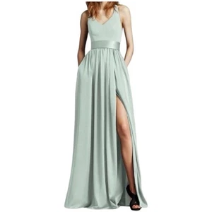 Vera Wang White Label in Mint Maxi Dress with Front Slit Size 10 - Picture 1 of 8