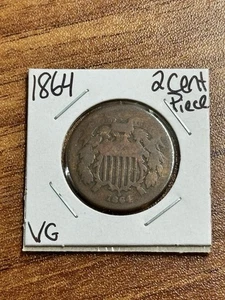1864 USA 2c Two Cent Piece VG Very Good U.S. 2c Type Coin (Raw18100) - Bild 1 von 2