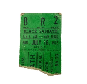 1972 Konzert Ticket Stub Black Sabbath IMA Auditorium Flint Michigan Vintage - Bild 1 von 3