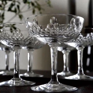 Baccarat Richelieu Champagne Coupe Wine Glasses 6 Vintage Art Deco France - Picture 1 of 11