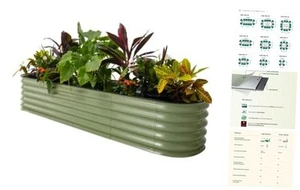  Raised Garden Bed Kits, 17" Tall 9 in 1 8ft X 2ft Metal 17“ Tall Olive Green - Picture 1 of 7