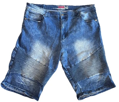 Pantalones Cortos Chams Moto Jean Azul Lavado Ácido Elastizados Denim De Colección Y2K Para Hombre 42 Foto 1 de 4