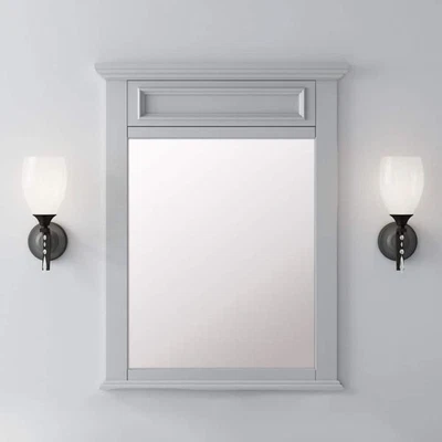 Espejo tocador de baño rectangular Sadie 28"x36" gris paloma decoradores del hogar Foto 1 de 4