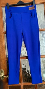 VGC FASHION Ladies ELECTRIC BLUE Fleece Lined PULL ON ELASTICATED Leggings XL - Picture 1 of 11