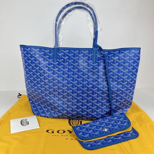 GOYARD Saint Louis PM Tote Bag Pouch Blu Shopping Borsetta Donna Autentica Nuova Mai Usata