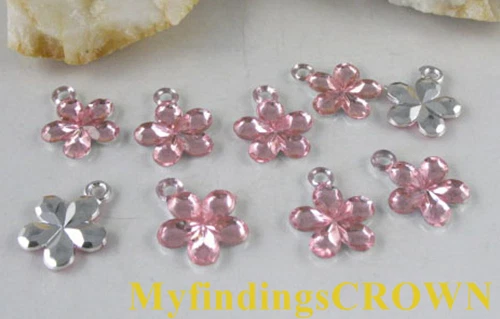 500 piezas Dijes acrílicos flor rosa W1755 Foto 1 de 1