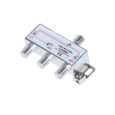 3-Way TV Coaxial Cable Splitter 5-2300MHz For RG6 RG59 TV Antenna Satellite HDTV - Image 1 of 4