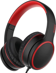 RORSOU R10 On-Ear Folding Headphones with Microphone Stereo Bass No-Tangle Cord