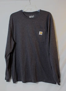 Carhartt Loose Fit Dark Gray Heavyweight Pocket Tee Long Sleeve Men's (L) Logo - Picture 1 of 13