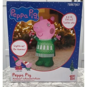 Peppa Pig 3 FT LED Inflatable Green Dress Christmas Yard Decor Airblown Blow-Up - Picture 1 of 5