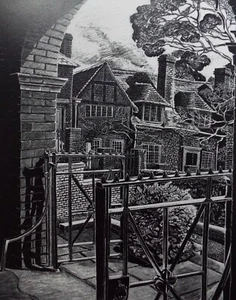 Original Scraperboard drawing, 'Manor house', Lorraine Abraham (1941-2023) - Picture 1 of 3