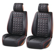 Universal front black leather seat covers car van motorhome bus