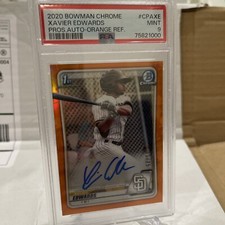 2020 Bowman Chrome XAVIER EDWARDS "Orange  Refractor Auto" #'d/25 PSA 10