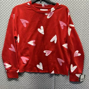 Women’s Grayson Threads Long Sleeve Heart Print Sweatshirt Red M NWT - Picture 1 of 7