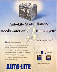 1955 Auto-Lite Sta-ful Auto Car Battery Vintage Print Ad - Picture 1 of 1
