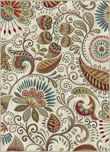 5x7 Capri Ivory Transitional Paisley Leaves CPR1011 Area Rug - Approx 5'3"x7'3" - Picture 1 of 2