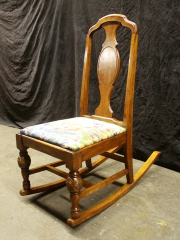 Antique Vintage Old SOLID Walnut Wood Wooden Child Children's Kids Rocking Chair Cover