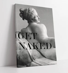 "GET NAKED"" STATUA NUDA GRIGIA - TELA INCORNICIATA PROFONDA STAMPA IMMAGINE ARTE - Foto 1 di 2