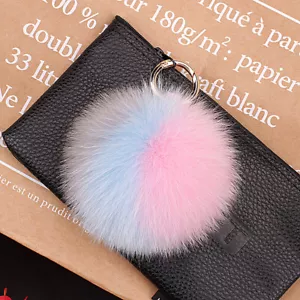 Bolso de llavero pompón bola de piel zorro real de 13 cm 5" dije coche teléfono borlas - Imagen 1 de 4