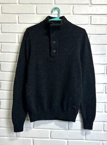 BARBOUR Patch Half Zip wool sweater MEN SZ M GRAY JUMPER - Picture 1 of 8