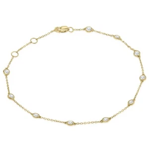 1/2 Carat TW Bezel Set Genuine Diamond Station Bracelet in 14K Yellow Gold - Picture 1 of 4