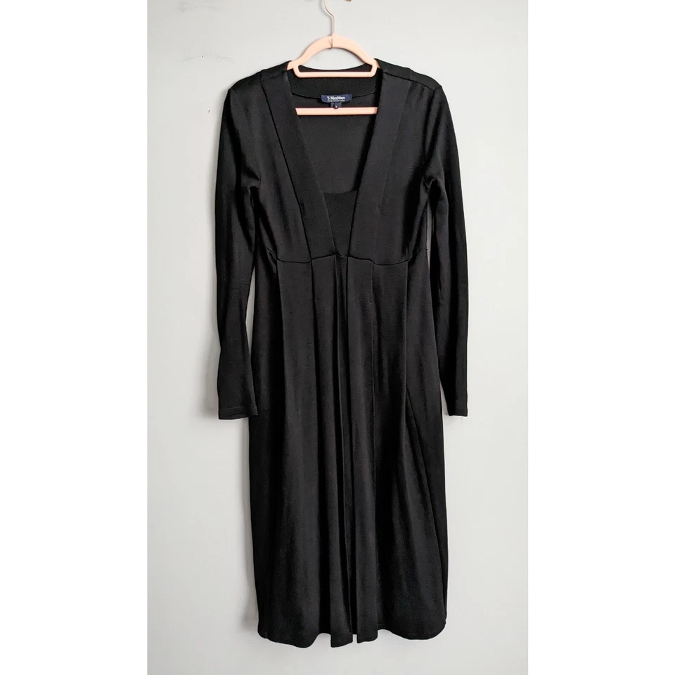 Maxi Vestido S' Max Mara Negro Tejido Ponte Cuello en V Negro Talla M Foto 1 de 4