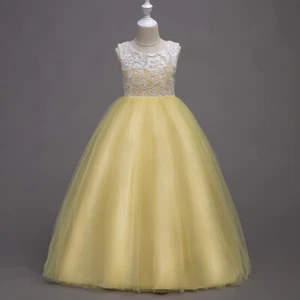 Flower Kids Girls Bridesmaid Princess Long Dress Formal Girls Lace Gown Pageant - Picture 1 of 33