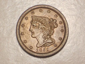 1851 Half Cent (AU, Light Faint Old Graffiti, & Attractive) - Picture 1 of 3