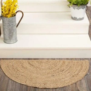 Rug Half Moon 100% Natural Braided jute Reversible Rustic Look Door Mat Area Rug - Picture 1 of 9