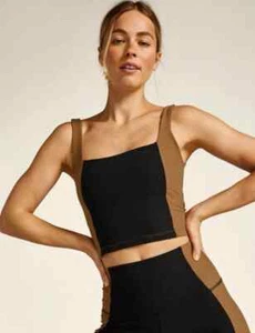 Beyond Yoga Spacedye Cropped Tank Womens Small Black Brown Vitality Colorblock - Picture 1 of 4