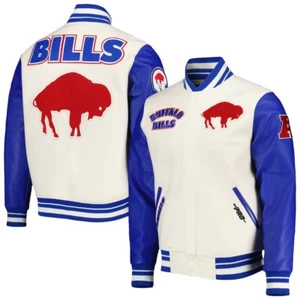 Mens Buffalo Bills Pro Standard Cream Retro Classic Varsity Full-Zip Jacket - Picture 1 of 6