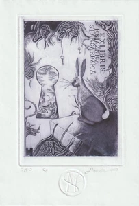Original limitierte Auflage Gravur Surrealistisches Exlibris von PAWELEC MAGD... - Bild 1 von 1