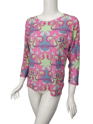 Suéter asimétrico estampado azul púrpura fucsia lima NALLY & MILLIE talla L Foto 1 de 3