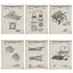 Juego de 6 impresiones de arte de patente de juegos retro - Invenciones de juegos vintage - Carteles de juegos - Imagen 1 de 4