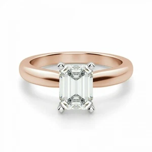Christmas Gift 4 Ct White Treated Diamond Emerald Cut Ring In Rose Gold Finish - Picture 1 of 4
