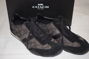 Womens Coach Black Jacquard Kelson Outline Signature Suede Size 8M Sneakers ~HS4 - Picture 1 of 9