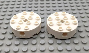 LEGO 2 x part 6222 WHITE Brick Round 4x4 with 4 Side Pin Holes - Picture 1 of 1