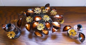 Centro de mesa y candelabros Mid Century Bovano esmalte cobre paisaje - Imagen 1 de 23