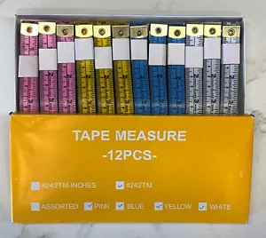 NUEVO PAQUETE DE 12 reglas de cinta métrica 60 pulgadas 150 cm multicolor suave plastificada - Imagen 1 de 1