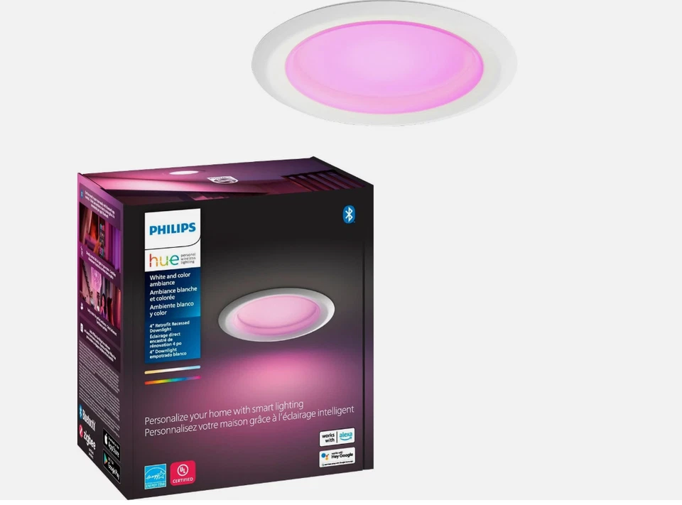 Philips Hue 4” White & Color Ambiance Retrofit Recessed Downlight LED NEW - Image 1 of 4