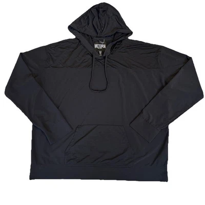 Pulôver Victoria’s Secret Sport feminino leve atlético preto com capuz grande - Imagem 1 de 4