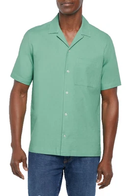Gap Men's Shirt XXL Short Sleeve Button-Up Linen Shirt Green Size XXL - Image 1 of 3