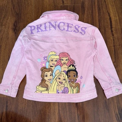 Chaqueta vaquera rosa princesa Disney niñas talla 6 Ariel Belle Tiana Cenicienta Foto 1 de 4