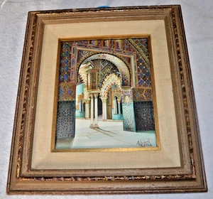 VINTAGE A. LIGER OIL ON CANVAS, 20TH C, 14"X16" FRAMED, SEVILLA - Picture 1 of 6