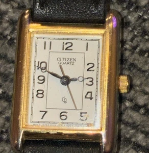 Vintage Citizen Gold Plated Rectangular Tank Style Dress Watch 4031-T47321 KY - Bild 1 von 14