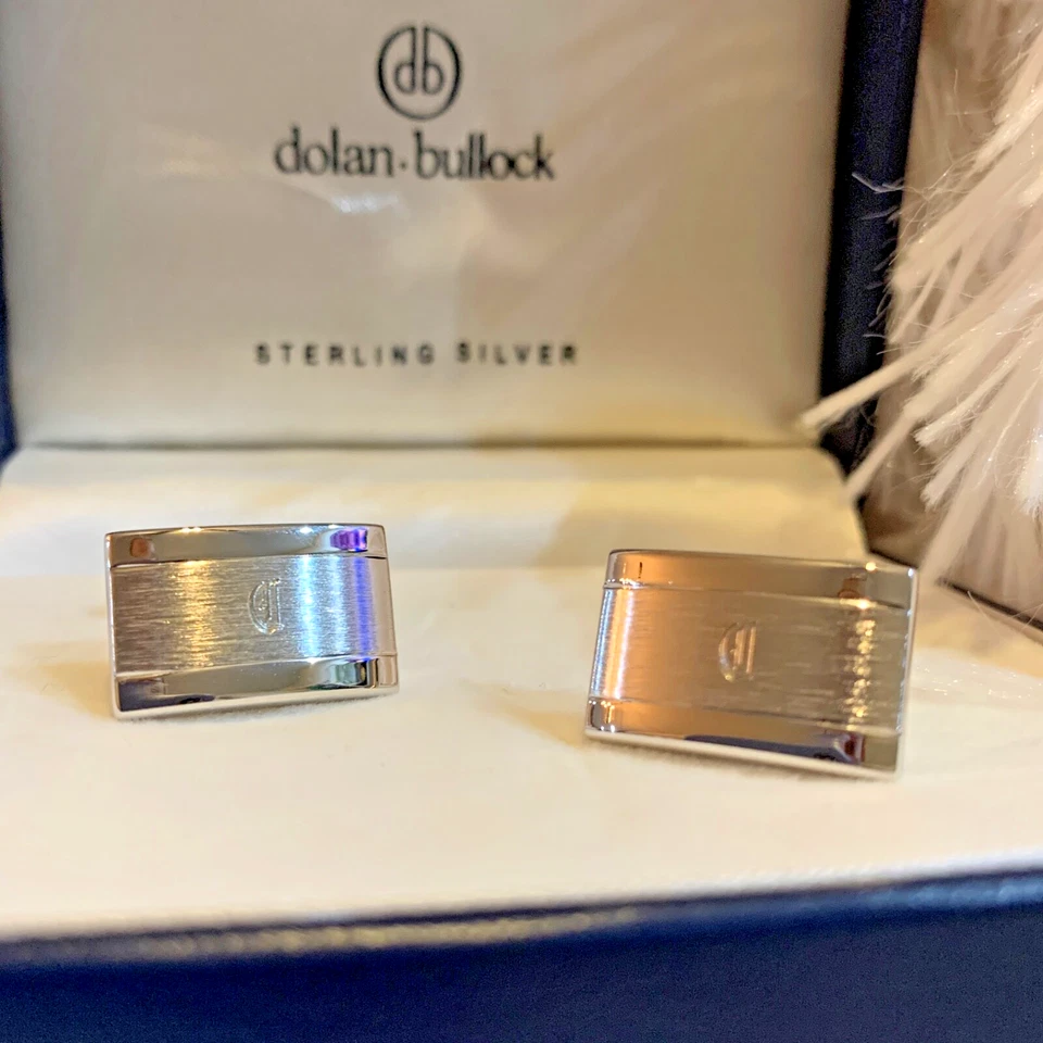 Dolan Bullock 复古纯银 925 袖扣带盒 Monogrammed 带 'C' — 第 1/4 张图片