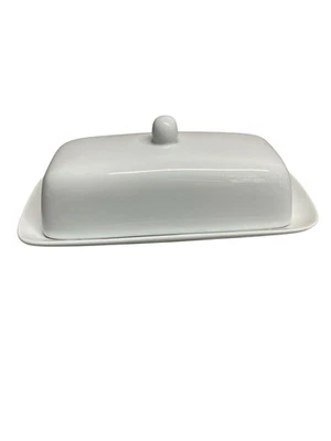 Better Homes & Garden Butter Dish w/ Lid Ceramic Solid White Classic Excellent - Image 1 of 4
