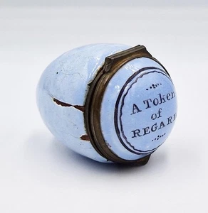 GEORGISCHE BILSTON EMAILLE "EIN ZEICHEN DER RESPEKT" EIFÖRMIGE BOX um 1770 - Bild 1 von 6